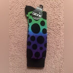 NWT Ozone Design Socks Black, purple and Green Polka Dot Socks one size